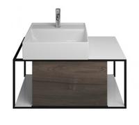 burgbad Junit lavabo en céramique avec meuble sous-lavabo SFKE090, version gauche, largeur : 900mm, SFKE090LF3152G0175, Couleur: Décor de châtaigne Truffe / Décor de châtaigne Truffe / Décor de châtai