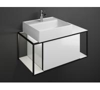 burgbad Junit lavabo en céramique avec meuble sous-lavabo SFKQ090, avec éclairage LED du meuble sous-lavabo, version gauche, largeur : 900mm, SFKQ090LF3148G0175, Couleur: Blanc Brillant / Blanc Brilla