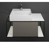 burgbad Junit lavabo en céramique avec meuble sous-lavabo SFKQ090, avec éclairage LED du meuble sous-lavabo, version gauche, largeur : 900mm, SFKQ090LF3149G0175, Couleur: Gris Brillant Brillant / Gris
