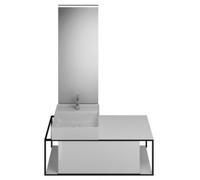 burgbad Junit set lavabo en céramique avec meuble sous-lavabo, version gauche, miroir éclairé SFLF120 inclus, largeur : 1200mm, SFLF120LF3148G0175, Couleur: Blanc Brillant / Blanc Brillant / Blanc Bri