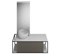 burgbad Junit set lavabo en fonte minérale avec meuble sous-lavabo, version droite, avec miroir éclairé SFLG120, largeur : 1200mm, SFLG120RF3149G0175, Couleur: Gris Brillant Brillant / Gris Brillant B