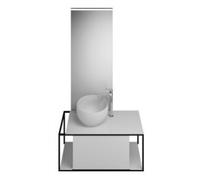 burgbad Junit set lavabo en fonte minérale avec meuble sous-lavabo, version droite, avec miroir éclairé SFLG090, largeur : 900mm, SFLG090RF3148G0175, Couleur: Blanc Brillant / Blanc Brillant / Blanc B