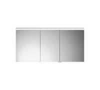burgbad Lin20 armoire de toilette avec éclairage LED et éclairage LED du lavabo, 3 portes, porte du milieu à gauche, 1400x700x170mm, SPQL140RF5352, Couleur: Gris bastal mat avec bord laser