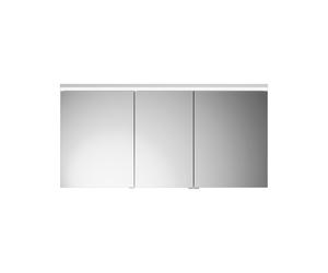 burgbad Lin20 armoire de toilette avec éclairage LED et éclairage LED du lavabo, 3 portes, porte du milieu à gauche, 1400x700x170mm, SPQL140RF5395, Couleur: bleu glacé mat / panneau arrière gris anthr