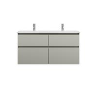 burgbad Lin20 double lavabo en céramique Blanc brillant avec meuble sous-lavabo, 4 tiroirs, 1230x495x622mm, SGHN123F5352C0001, Couleur: Gris basalte mat avec chant laser