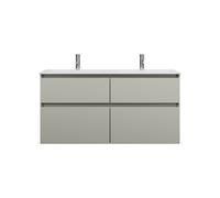 burgbad Lin20 double lavabo en fonte minérale blanc brillant avec meuble sous-lavabo, 4 tiroirs parallèles, 1220x495x612mm, SGIB122F5352C0001, Couleur: Gris basalte mat avec chant laser