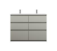 burgbad Lin20 double lavabo en fonte minérale blanc mat avec meuble sous-lavabo, 6 tiroirs parallèles, 1220x495x902mm, SGIC122F5352C0037, Couleur: Gris basalte mat avec chant laser