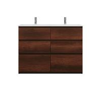 burgbad Lin20 double lavabo en fonte minérale blanc mat avec meuble sous-lavabo, 6 tiroirs parallèles, 1220x495x902mm, SGIC122F5359C0037, Couleur: Décor chêne rouille