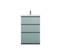 burgbad Lin20 lavabo en céramique avec meuble souslavabo, 3 tiroirs, 630x415x912mm, SGHE063F5395C0001, Couleur: bleu glacé mat / panneau arrière gris anthracite
