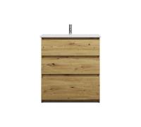 burgbad Lin20 lavabo en céramique avec meuble souslavabo, 3 tiroirs, 830x415x912mm, SGHE083F5353C0001, Couleur: Décor chêne Urban