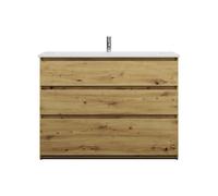 burgbad Lin20 lavabo en céramique blanc brillant avec meuble souslavabo, 3 tiroirs, 1230x495x912mm, SGHG123F5353C0001, Couleur: Décor chêne Urban