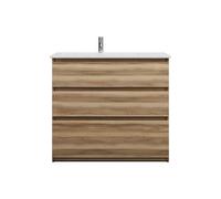 burgbad Lin20 lavabo en céramique blanc brillant y compris meuble souslavabo, 3 tiroirs, affleurement à gauche, 1030x495x912mm, SGHI103LF5357C0001, Couleur: Cendres Dekor Cappuccino