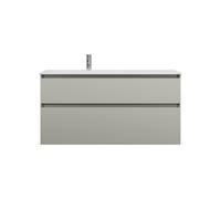 burgbad Lin20 lavabo en composite minéral blanc brillant, affleurant à gauche, meuble souslavabo inclus, 2 tiroirs, 1220x495x612mm, SGHX122LF5352C0001, Couleur: Gris basalte mat avec chant laser