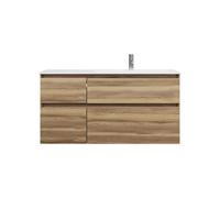 burgbad Lin20 lavabo en fonte minérale blanc brillant à droite, meuble sous lavabo inclus, 4 tiroirs 2 tailles différentes, 1220x495x612mm, SGIJ122RF5357C0001, Couleur: Cendres Dekor Cappuccino