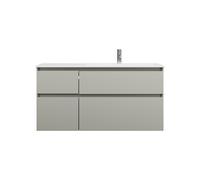 burgbad Lin20 lavabo en fonte minérale blanc brillant à droite, meuble sous lavabo inclus, 4 tiroirs 2 tailles différentes, 1220x495x612mm, SGIJ122RF5352C0001, Couleur: Gris basalte mat avec chant las