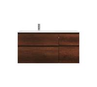 burgbad Lin20 lavabo en fonte minérale blanc brillant à gauche, meuble sous lavabo inclus, 4 tiroirs 2 tailles différentes, 1220x495x612mm, SGIJ122LF5359C0001, Couleur: Décor chêne rouille