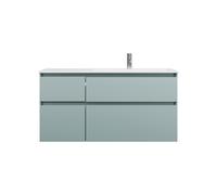 burgbad Lin20 lavabo en fonte minérale blanc brillant aligné à droite inclus meuble sous-lavabo, 4 tiroirs 2 tailles différentes, 1220x495x612mm, SGIJ122RF5395C0001, Couleur: bleu glacé mat / panneau