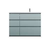 burgbad Lin20 lavabo en fonte minérale blanc brillant aligné à droite inclus meuble sous-lavabo 6 tiroirs 2 tailles différentes, 1220x495x902mm, SGIK122RF5395C0001, Couleur: bleu glacé mat / panneau a