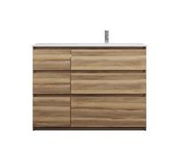 burgbad Lin20 lavabo en fonte minérale blanc brillant aligné à droite inclus meuble sous-lavabo 6 tiroirs 2 tailles différentes, 1220x495x902mm, SGIK122RF5357C0001, Couleur: Cendres Dekor Cappuccino