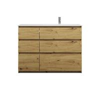 burgbad Lin20 lavabo en fonte minérale blanc brillant aligné à droite inclus meuble sous-lavabo 6 tiroirs 2 tailles différentes, 1220x495x902mm, SGIK122RF5353C0001, Couleur: Décor chêne Urban