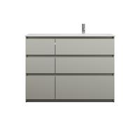 burgbad Lin20 lavabo en fonte minérale blanc brillant aligné à droite inclus meuble sous-lavabo 6 tiroirs 2 tailles différentes, 1220x495x902mm, SGIK122RF5352C0001, Couleur: Gris basalte mat avec chan