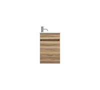 burgbad Lin20 lavabo en fonte minérale blanc brillant avec meuble sous-lavabo avec bandeau et 1 porte, charnières à droite, 420x270x600, SGIE042RF5357C0001, Couleur: Cendres Dekor Cappuccino