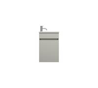 burgbad Lin20 lavabo en fonte minérale blanc brillant avec meuble sous-lavabo avec bandeau et 1 porte, charnières à droite, 420x270x600, SGIE042RF5352C0001, Couleur: Gris basalte mat avec chant laser