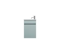 burgbad Lin20 lavabo en fonte minérale Blanc brillant y compris meuble sous-lavabo avec bandeau et 1 porte, charnières à droite, 420x270x600, SGIE042LF5395C0001, Couleur: bleu glacé mat / panneau arri