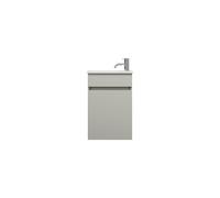 burgbad Lin20 lavabo en fonte minérale Blanc brillant y compris meuble sous-lavabo avec bandeau et 1 porte, charnières à droite, 420x270x600, SGIE042LF5352C0001, Couleur: Gris basalte mat avec chant l
