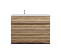 burgbad Lin20 lavabo en fonte minérale blanc mat affleurant à gauche inclus meuble souslavabo, 3 tiroirs, 1220x495x902mm, SGHY122LF5357C0037, Couleur: Cendres Dekor Cappuccino