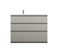 burgbad Lin20 lavabo en fonte minérale blanc mat affleurant à gauche inclus meuble souslavabo, 3 tiroirs, 1220x495x902mm, SGHY122LF5352C0037, Couleur: Gris basalte mat avec chant laser