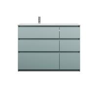 burgbad Lin20 lavabo en fonte minérale blanc mat affleurant à gauche y compris meuble sous-lavabo, 6 tiroirs 2 tailles différentes, 1220x495x902mm, SGIK122LF5395C0037, Couleur: bleu glacé mat / pannea