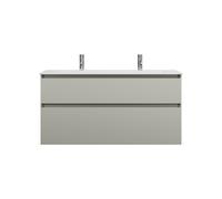 burgbad Lin20 lavabo en fonte minérale blanc mat avec 2 trous pour robinetterie inclus meuble sous-lavabo, 2 tiroirs, 1220x495x612mm, SGHV122F5352C0037, Couleur: Gris basalte mat avec chant laser