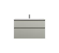 burgbad Lin20 lavabo en fonte minérale blanc mat avec meuble sous-lavabo, 2 tiroirs, 1020x495x612mm, SGHT102F5352C0037, Couleur: Gris basalte mat avec chant laser