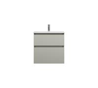 burgbad Lin20 lavabo en fonte minérale blanc mat avec meuble sous-lavabo, 2 tiroirs, 620x415x612mm, SGHR062F5352C0037, Couleur: Gris basalte mat avec chant laser