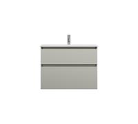 burgbad Lin20 lavabo en fonte minérale blanc mat avec meuble sous-lavabo, 2 tiroirs, 820x365x612mm, SGHP082F5352C0037, Couleur: Gris basalte mat avec chant laser