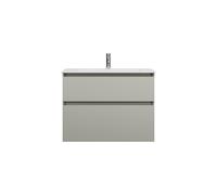 burgbad Lin20 lavabo en fonte minérale blanc mat avec meuble sous-lavabo, 2 tiroirs, 820x495x612mm, SGHT082F5352C0037, Couleur: Gris basalte mat avec chant laser