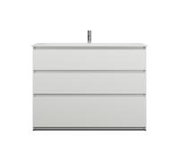 burgbad Lin20 lavabo en fonte minérale blanc mat avec meuble sous-lavabo, 3 tiroirs, 1220x495x902mm, SGHU122F5351C0037, Couleur: Blanc mat avec bord laser