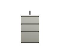 burgbad Lin20 lavabo en fonte minérale blanc mat avec meuble sous-lavabo, 3 tiroirs, 620x365x902mm, SGHQ062F5352C0037, Couleur: Gris basalte mat avec chant laser