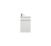 burgbad Lin20 lavabo en fonte minérale blanc mat avec meuble sous-lavabo avec bandeau et 1 porte, charnières à droite, 420x270x600, SGIE042RF5375C0037, Couleur: Blanc mat
