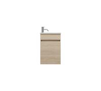 burgbad Lin20 lavabo en fonte minérale blanc mat avec meuble sous-lavabo avec bandeau et 1 porte, charnières à droite, 420x270x600, SGIE042RF5355C0037, Couleur: Chêne décor Cachemire
