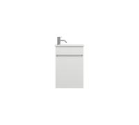 burgbad Lin20 lavabo en fonte minérale blanc mat avec meuble sous-lavabo avec bandeau et 1 porte, charnières à droite, 420x270x600, SGIE042RF5363C0037, Couleur: Blanc brillant