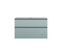 burgbad Lin20 meuble sous-lavabo avec plan de toilette, 2 tiroirs, 1002x487x661mm, WWYI100F5395, Couleur: bleu glacé mat / panneau arrière gris anthracite