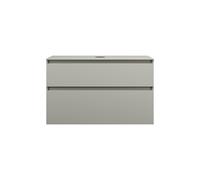 burgbad Lin20 meuble sous-lavabo avec plan de toilette, 2 tiroirs, 1002x552x661mm, WXOD100F5352, Couleur: Gris basalte mat avec chant laser