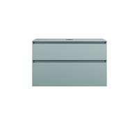 burgbad Lin20 meuble sous-lavabo avec plan de toilette, 2 tiroirs, 1002x552x661mm, WXOD100F5395, Couleur: bleu glacé mat / panneau arrière gris anthracite