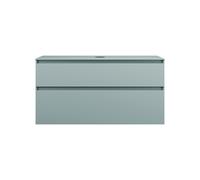 burgbad Lin20 meuble sous-lavabo avec plan de toilette, 2 tiroirs, 1202x552x661mm, WXOD120F5395, Couleur: bleu glacé mat / panneau arrière gris anthracite