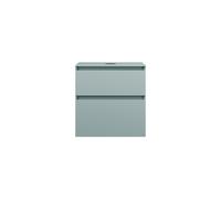 burgbad Lin20 Meuble sous-lavabo avec plan de toilette, 2 tiroirs, 602x487x661mm, WWYI060F5395, Couleur: bleu glacé mat / panneau arrière gris anthracite