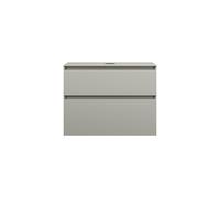 burgbad Lin20 meuble sous-lavabo avec plan de toilette, 2 tiroirs, 802x487x661mm, WWYI080F5352, Couleur: Gris basalte mat avec chant laser