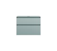 burgbad Lin20 meuble sous-lavabo avec plan de toilette, 2 tiroirs, 802x487x661mm, WWYI080F5395, Couleur: bleu glacé mat / panneau arrière gris anthracite