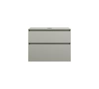 burgbad Lin20 meuble sous-lavabo avec plan de toilette, 2 tiroirs, 802x552x661mm, WXOD080F5352, Couleur: Gris basalte mat avec chant laser